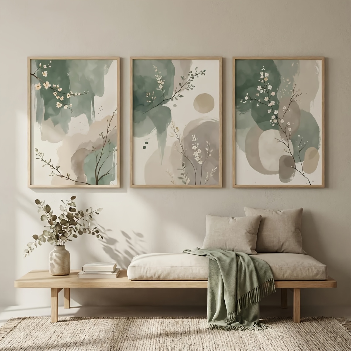 Art Craft House - 3pcs Japanese-Style Plant Canvas Wall Art