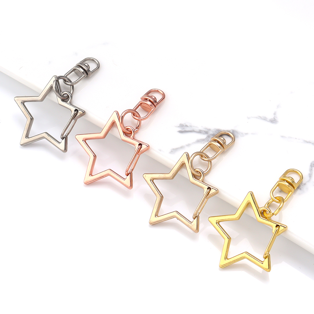 Art Craft Gifts - 10Pcs Alloy Star Shaped Snap Keychain