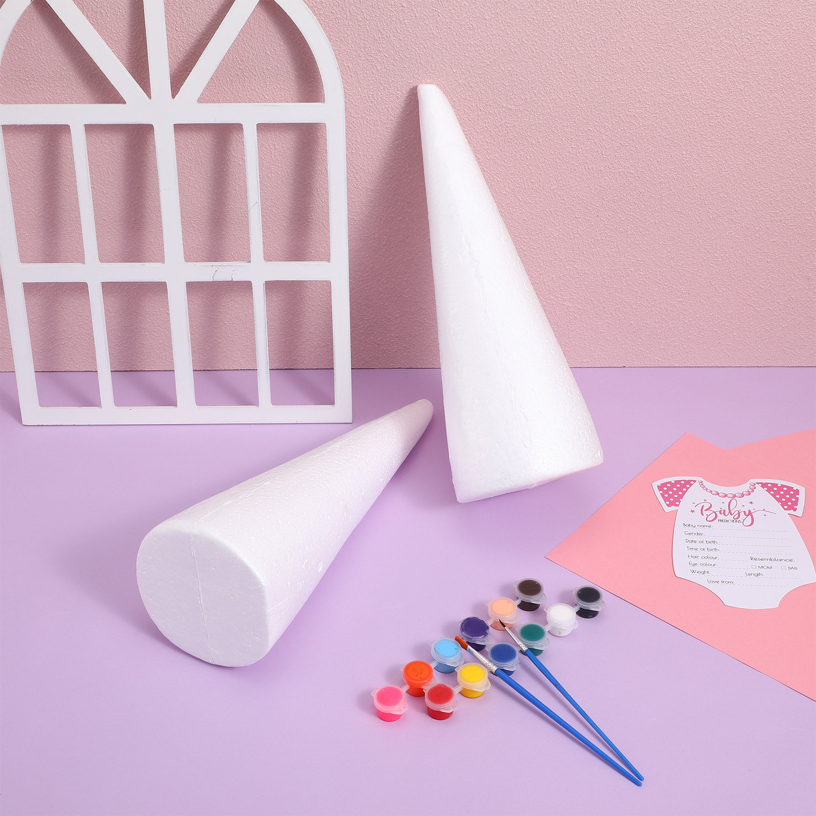 Art Craft For Preschool - 2Pcs White Polystyrene Foam Cones for
