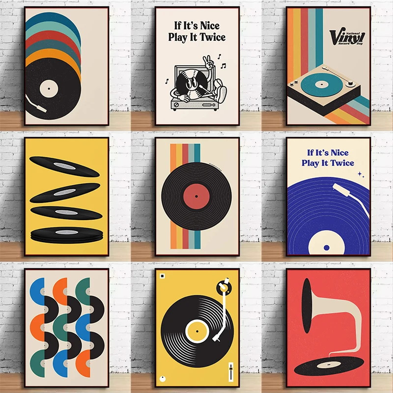 Art Craft House - Mid Century Vinyl Record Canvas Wall