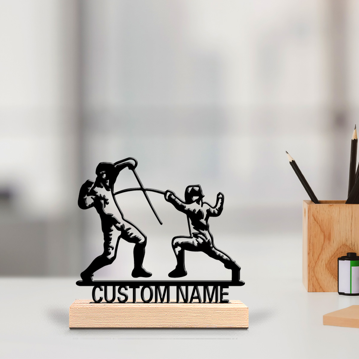 Art Craft Gifts - 1pc Modern Fencing Personalized Text Metal