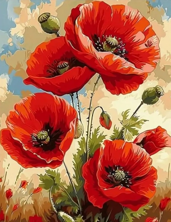 Art Craft Flower - Diamond Painting New Poppy Flower Unique