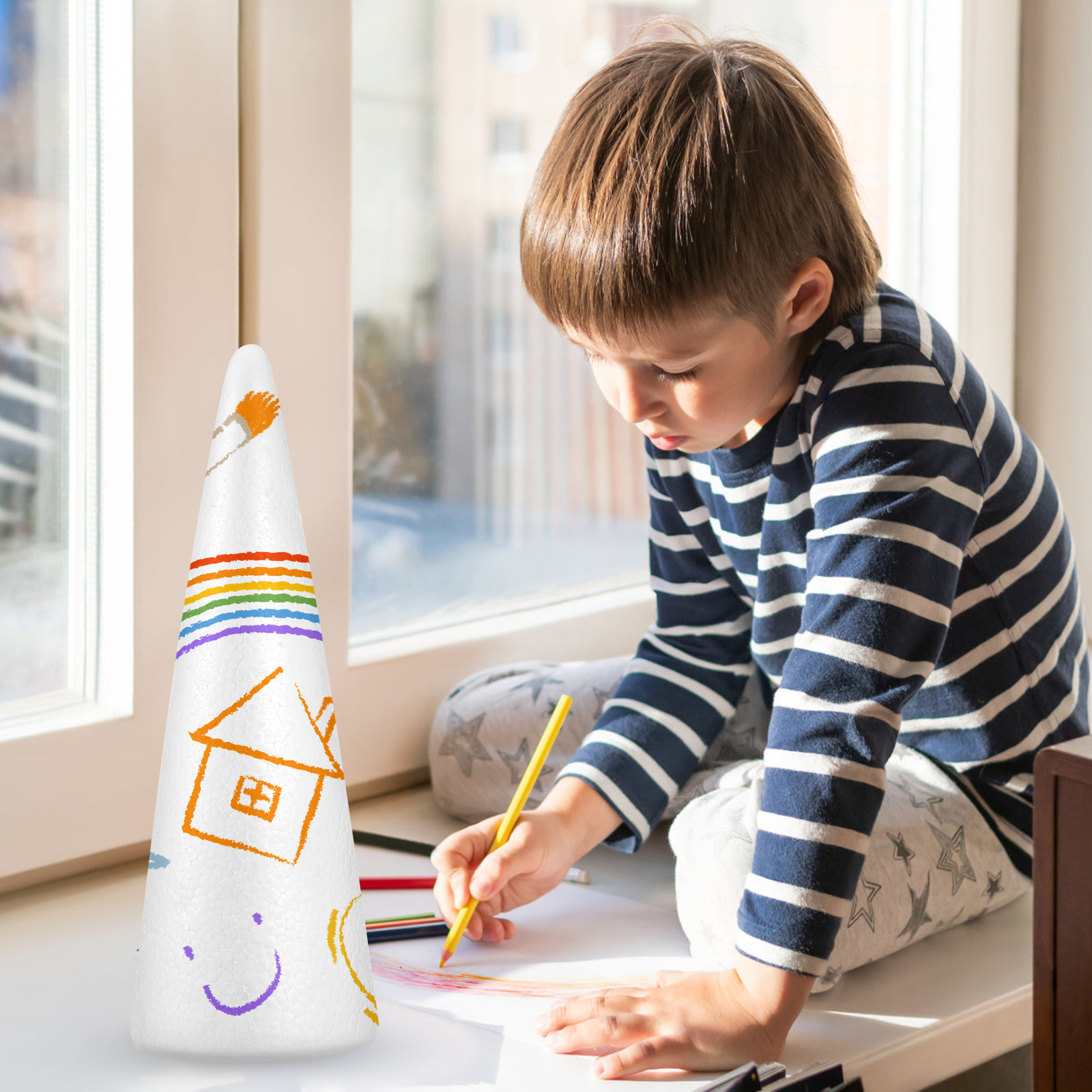 Art Craft For Preschool - 2Pcs Christmas Foam Cones Craft Accessories