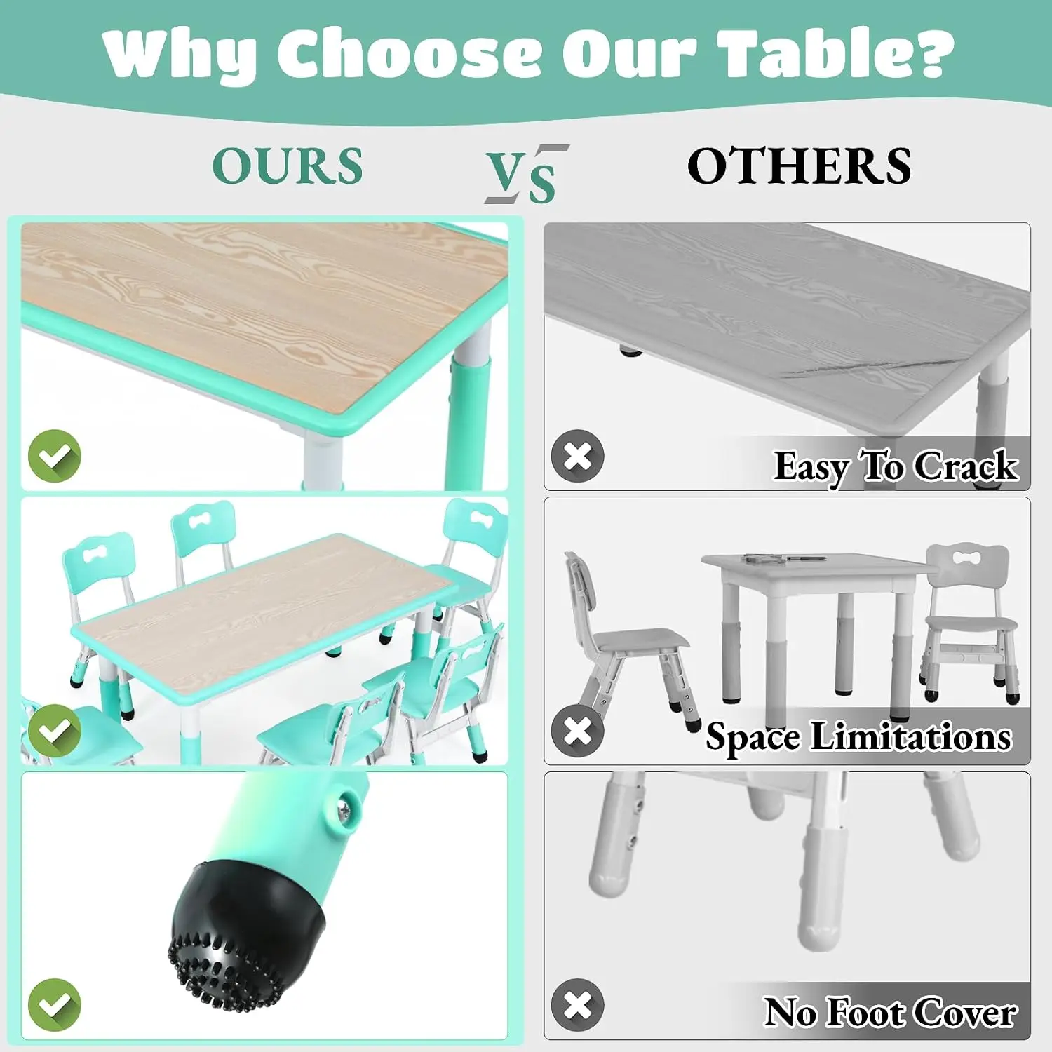 Kids Table and 6 Chairs Set, H - Art Craft For Preschool review and price
