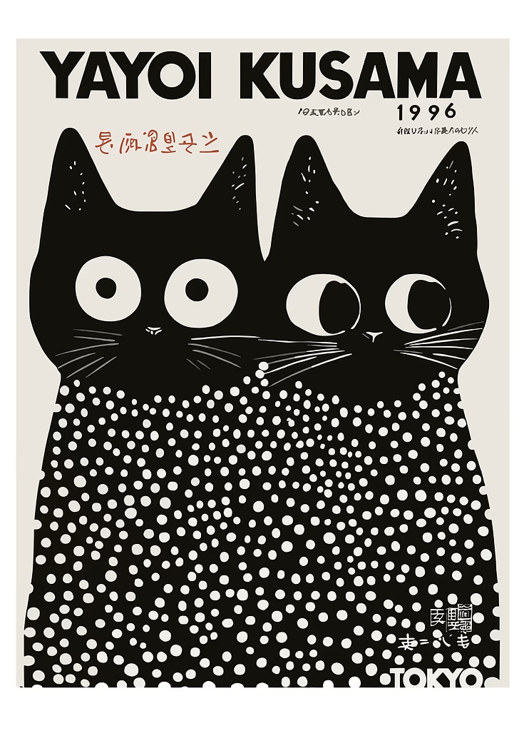 Yayoi Kusama Black Cats Series - Art Craft House review and price
